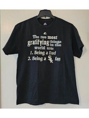 Majestic White Sox "Being A Dad & Sox Fan" Graphic Tee Black Mens L READ